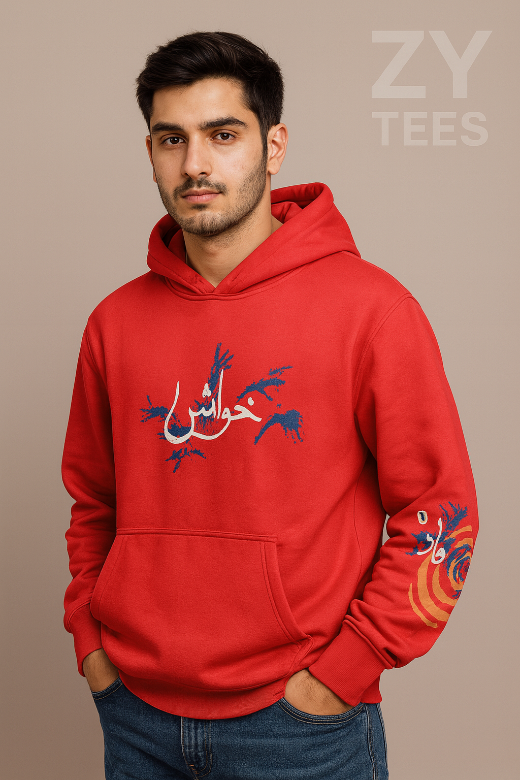 Red Graphic Hoodie ZY TEES | Men collection