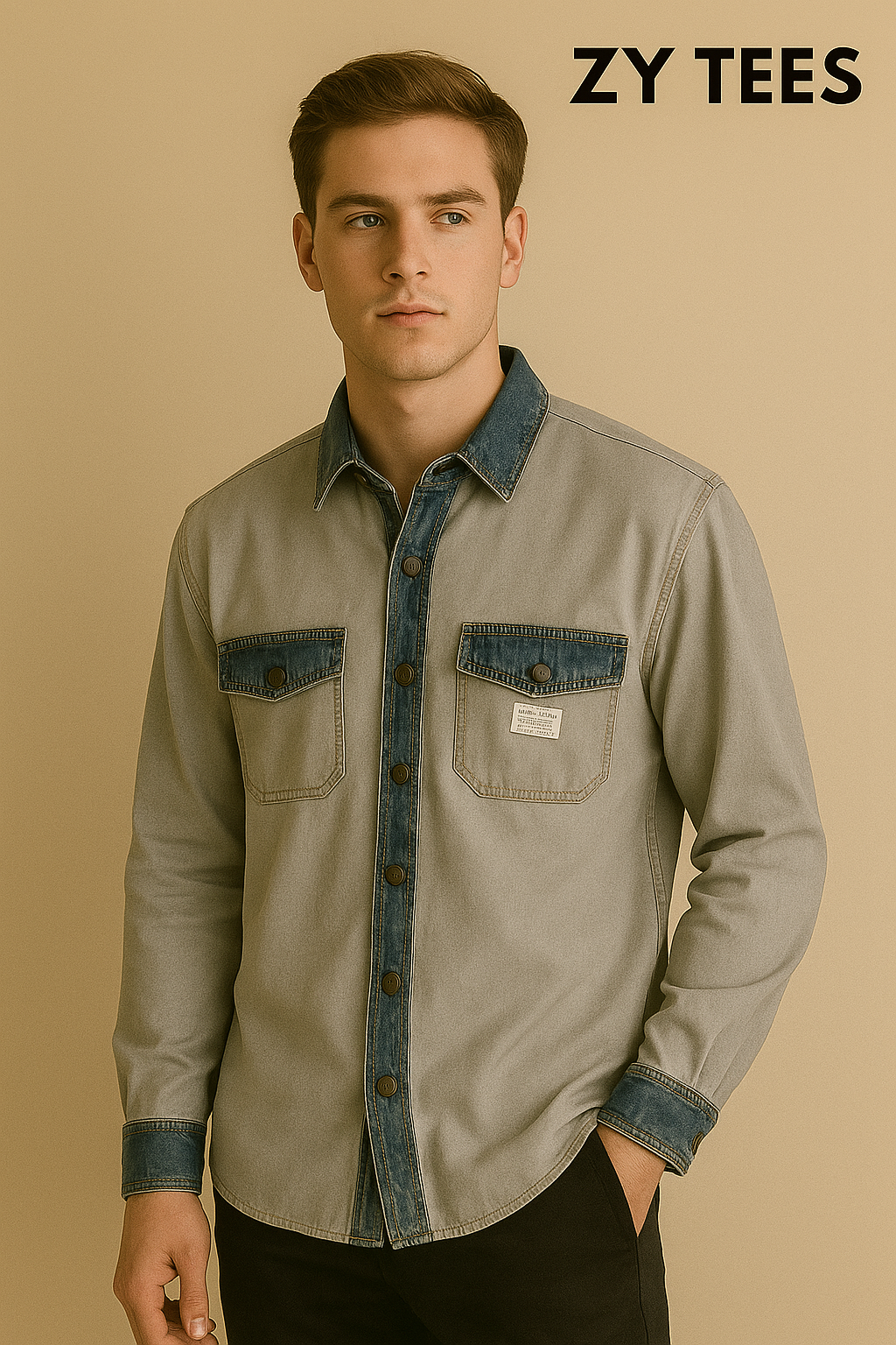 ZY TEES Two-Tone Denim Shirt | Men collection