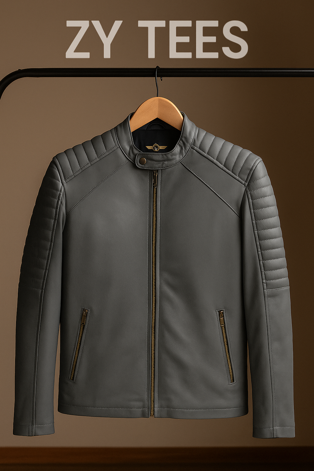 ZY TEES Classic Men's Genuine Leather Jacket – Premium Finish & Timeless Design
