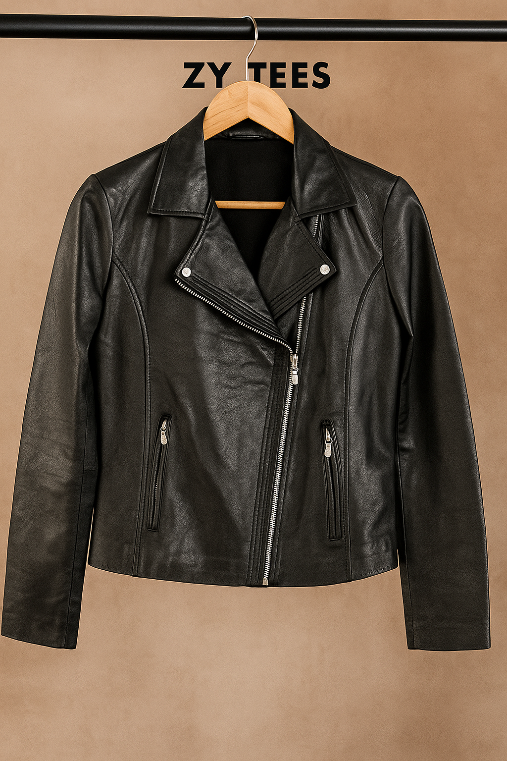 ZY TEES Classic Men's Genuine Leather Jacket – Premium Finish & Timeless Design