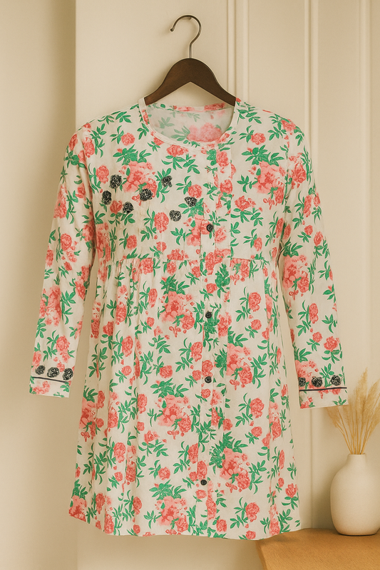 Printed Long Sleeve Cotton Kurti | Women collection
