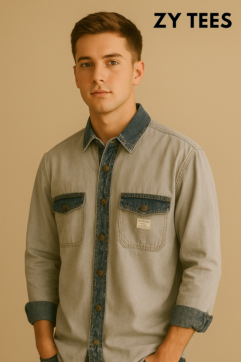 ZY TEES Two-Tone Denim Shirt | Men collection