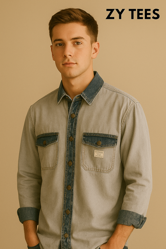 ZY TEES Two-Tone Denim Shirt | Men collection