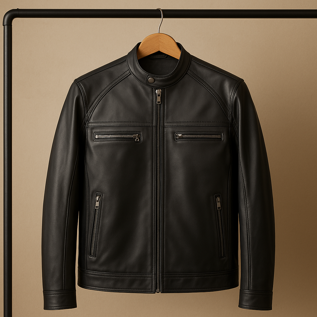 ZY TEES Classic Men's Genuine Leather Jacket – Premium Finish & Timeless Design