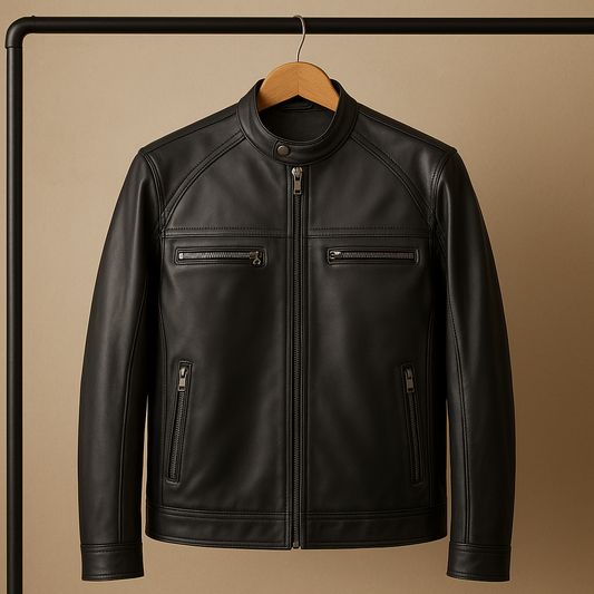 ZY TEES Classic Men's Genuine Leather Jacket – Premium Finish & Timeless Design