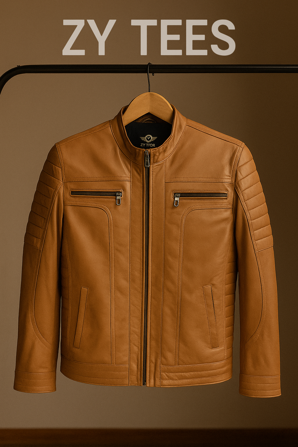 ZY TEES Classic Men's Genuine Leather Jacket – Premium Finish & Timeless Design